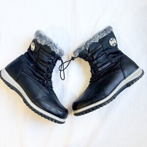 Womens Black Totes Adele Fur Trim Winter Snow Boots Water Resistant size 10